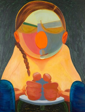 Nicole Eisenman, Northern California Potter Woman, 2015, olieverf op doek, 143 × 110 cm, particuliere collectie 