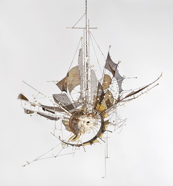  Lee Bontecou (geb. 1931) Untitled (Zonder titel), 1996, Gelast staal, porselein, gaas, zijde en draad, 154,9 x 139,7 x 188 cm, Met steun van de Vereniging Rembrandt mede dankzij haar Caius Fonds, het Mondriaan Fonds en de VriendenLoterij.