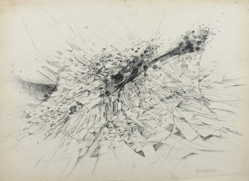 Lee Bontecou, Untitled (Zonder titel), 1957 Inkt op papier 48,3 x 66 cm Met steun van het Mondriaan Fonds en de VriendenLoterij.