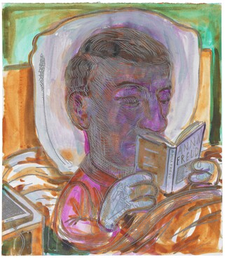 Nicole Eisenman, Self Portrait at Night, 2015, waterverf op papier, 34 x 29 cm, particuliere collectie