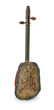 Gunibri (getokkelde langhalsluit), Afrika, Maghreb, circa 1900, schildpadschild, hout, perkament, h. 68,5 cm, Gemeentemuseum Den Haag
