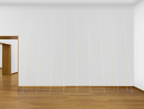 Fred Sandback, Untitled (Eighteen-part Leaning Construction), 1988, Kunstmuseum Den Haag, aankoop met steun van het Mondriaanfonds 