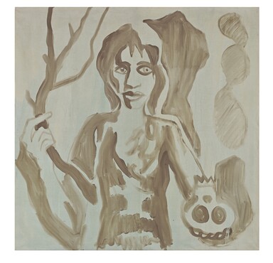 A.R. Penck, Portrait Jutta, 1977, Oil on linen, 59 x 59 in.