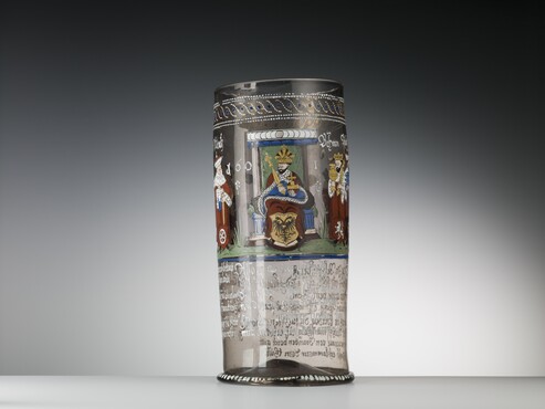 Probably Bohemia Beaker wit enamel paintwork, so called Kurfürsten Humpen, 1601