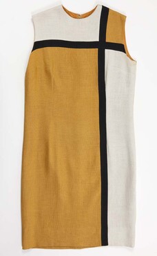 Zollner, Young dress (etiket). Jurk, geïnspireerd door Mondriaan-jurk Yves Saint Laurent (1965), ca. 1965/1966, katoen, kunststof.