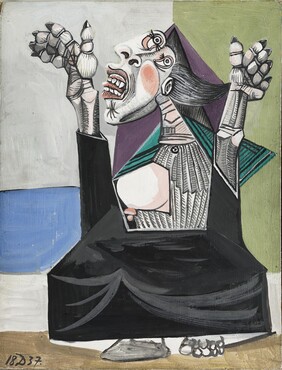 Pablo Picasso (1881-1973), La Suppliante (The Suppliant), 1937, Gouache on wood, 24 x 18,5 cm, Musée National Picasso, Paris  © Succession Picasso 2017