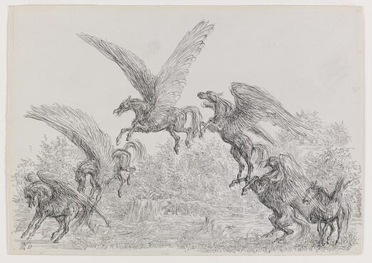 Peter Vos, Springende Pegasus, 1963, pen in zwart, 190 x 268 mm