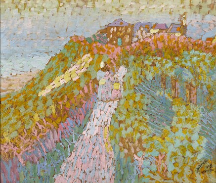 Jan Toorop (1858-1928)  Sea and dunes at Domburg, 1908 Oil (over a prepatory drawing in black crayon) on cardboard 26.5 x 31.5 cm Gemeentemuseum Den Haag