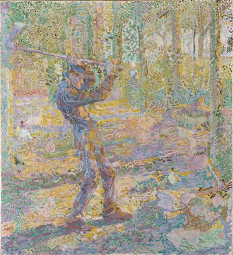 Jan Toorop (1858-1928) Labour (The woodcutter), 1905 Oil on canvas 100.8 x 92.2 cm  Gemeentemuseum Den Haag, gift of the Society of Friends of the Gemeentemuseum Den Haag