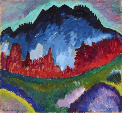 Alexej von Jawlensky (1864-1941), Landschap bij Oberstdorf, 1912, Olieverf op karton, 51,5 x 54,9 cm, Gemeentemuseum Den Haag