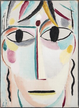 Alexej von Jawlensky (1864-1941), Het gezicht van de Verlosser – Verwachting, 1917, Olieverf op karton, 38 x 28	cm, Museum Wiesbaden
