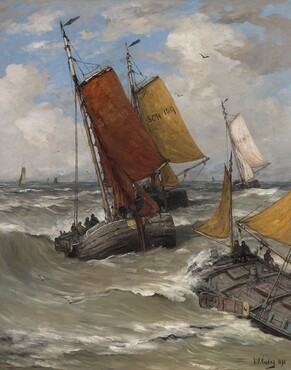 Hendrik Willem Mesdag (1831-1915), Return of the Fishing Fleet, 1895, Oil on canvas, 130 x 100 cm, Gemeentemuseum Den Haag. On loan from the Cultural Heritage Agency of the Netherlands