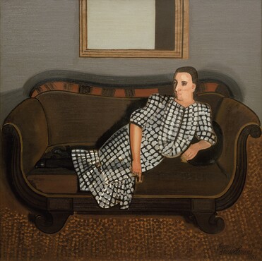 Jean Brusselmans, Dame au canapé (Lady on Sofa), 1937, Oil on canvas, 150 x 150 cm, Stedelijk Museum Amsterdam 