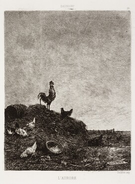 Charles-Francois Daubigny, Dawn (Song of the Cockerel), undated, etching, ink on paper, 36.2 cm x 27.4 cm, Gemeentemuseum Den Haag