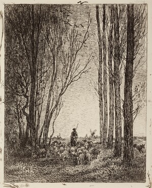 Charles-Francois Daubigny, Return of the Flock, 1862, cliché-verre, ink on paper, 36 cm x 29 cm, Gemeentemuseum Den Haag