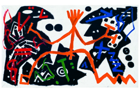 A.R. Penck, Decision, 1983, Dispersion on canvas 180 x 300 cm, No Hero Foundation