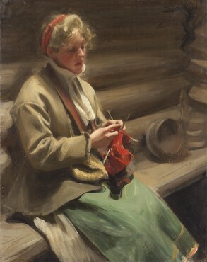 Anders Zorn, Dalecarlian Girl Knitting, 1901, oil on canvas, 72 x 57 cm, Nationalmuseum, Stockholm. 