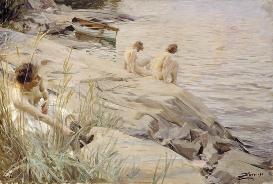 Anders Zorn, Girls Bathing in the Open Air (Out of Doors), 1890, oil on canvas, 69 x 101,5 cm, Finnish National Gallery, Ateneum Art Museum, Helsinki. Photo: Finnish National Gallery, Hanny Aaltonen. 