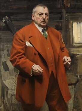 Anders Zorn, Self-Portrait in Red, 1915, oil on canvas, 120 x 90 cm, Zornmuseet, Mora. 