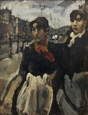 Isaac Israels, Twee meiden op de Lijnbaansgracht in Amsterdam, 1894, olieverf op doek, 101 x 75 cm, Groninger Museum