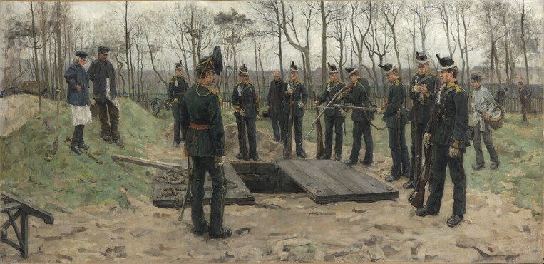 Isaac Israels, Military funeral, 1882, oil on canvas, 125 x 261 cm, Kunstmuseum Den Haag.