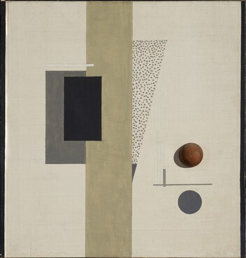 Friedrich Vordemberge-Gildewart (1899-1962), Konstruction No. 5, 1924, olieverf op doek en hout, 89 x 85 cm, Kunstmuseum Den Haag - aankoop met steun van het Mondriaan Fonds en Vereniging Rembrandt. © Vordemberge-Gildewart Foundation, Rapperswil / Schweiz
