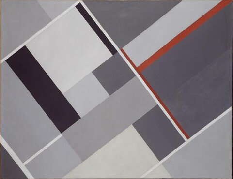 Friedrich Vordemberge-Gildewart (1899-1962), Komposition Nr. 31, 1927, olieverf op doek, 100 x 132 cm, Kunstmuseum Den Haag. © Vordemberge-Gildewart Foundation, Rapperswil / Schweiz
