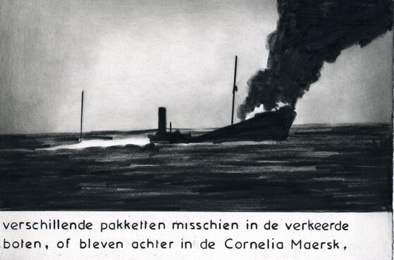 Marcel van Eeden (1965), Cornelia Maersk (serie elk 19 x 28 cm), 2009/2010, zwart potlood en gouache op geschept papier, collectie Kunstmuseum Den Haag