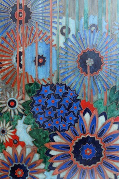 ‘Bloemen’ (detail), ontwerp november 1918, eerste uitvoering maart 1919, triplex, koperstrips, gips, gelatine, waterverf, Kuyken Private Archives.