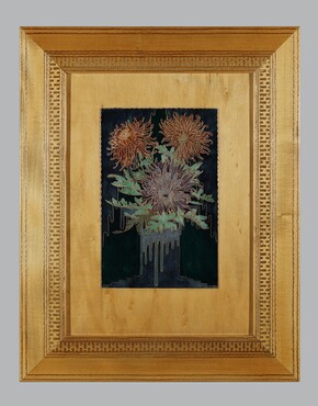 ‘Chrysanths’, design February 1918, first time executed May 1918, plywood, oak, copper strips, plaster, gelatin, watercolour, Kuyken Private Archives.