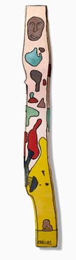      Gaston Chaissac, Totem (gezicht met omcirkelde elementen), 1960, Olieverf op hout, 293 x 30,3 x 10 cm.,   Reto Pedrini / Nathan Fine Art (Zürich / Potsdam)