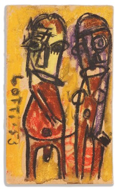 Lotti van der Gaag (1923-1999), Zonder titel, 1953. Krijt op papier, ca. 15 x 10 cm. Archief Karel Schuurman, RKD – Nederlands Instituut voor Kunstgeschiedenis.