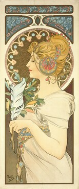 Alphonse Mucha, La Plume, 1899, kleurenlithografie. Copyright © 2021 Mucha Trust