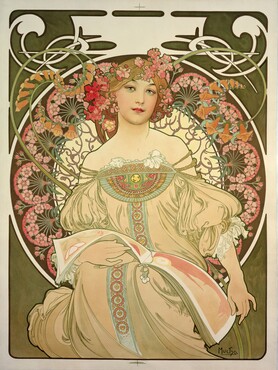 Alphonse Mucha, Rêverie, 1897, kleurenlithografie. Copyright © 2021 Mucha Trust