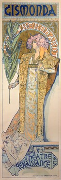 Alphonse Mucha, Gismonda, 1894, kleurenlithografie. Copyright © 2021 Mucha Trust