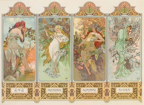 Alphonse Mucha, Les Saisons, 1896, kleurenlithografie. Copyright © 2021 Mucha Trust