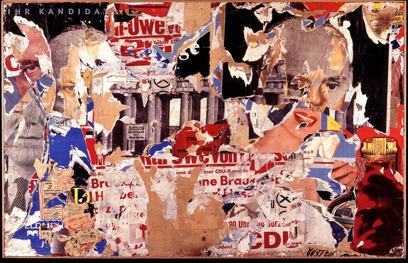 Wolf Vostell, Ihr Kandidat, 1961  Dé-collage, 140 x 200 cm Bruikleen van de Federale Republiek Duitsland - collectie van hedendaagse kunst