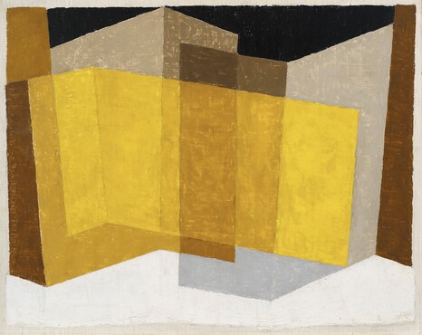 Josef Albers Angular, 1935  Olieverf op houtvezelplaat  40,6 x 50,2 cm The Josef and Anni Albers Foundation