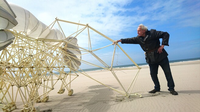 Theo Jansen bij de Animaris Mulus 2018. Stille strand. (Den Haag) Foto: Divera Jansen