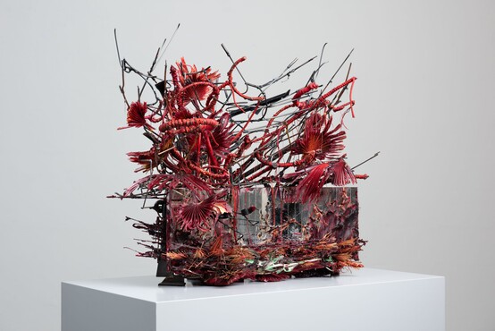 Heringa/Van Kalsbeek, Old names disappear, new names appear, 2021, steel, wood, glass, paint, resin, textiles, 69x84x49.5 cm