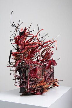 Heringa/Van Kalsbeek, Old names disappear, new names appear, 2021, steel, wood, glass, paint, resin, textiles, 69x84x49.5 cm