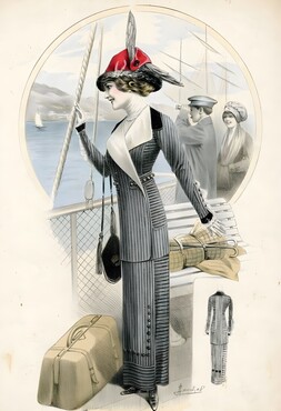 Modeprent, Reiskostuum voor aan boord, in: La Femme Chic, 1912, Kunstmuseum Den Haag