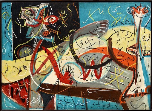 ] Jackson Pollock, Stenographic figure, c.1942. Olieverf op doek, 101,6x142,2 cm. Collectie Mr. and Mrs. Walter Bareiss Fund, Museum of Modern Art, New York