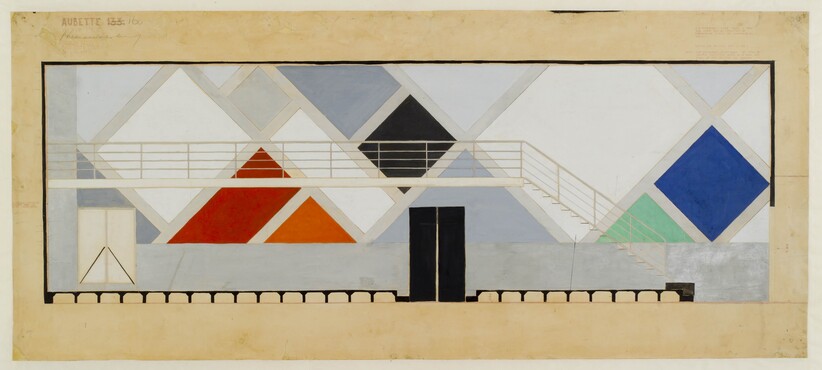 Theo van Doesburg, Ontwerp van de wand met galerij van de Grote Zaal in de Aubette, 1927, Collectie Het Nieuwe Instituut, gift Van Moorsel