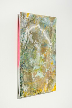 Navid Nuur, The Intercept, 2010-2020, stainless steel panel, mixed media. Photo: Bram Vreugdenhil. 