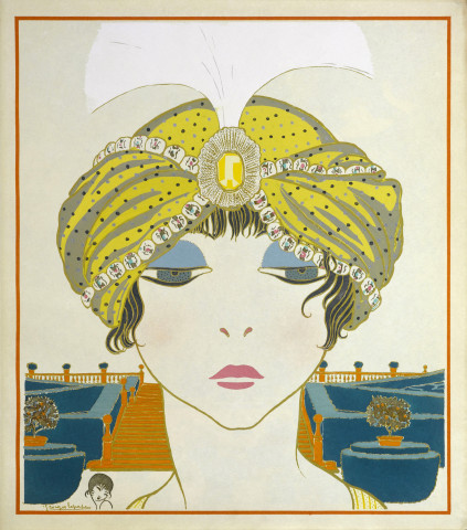 Georges Lepape, pochoirdruk uit Les choses de Paul Poiret, 1911. Georges Lepape, pochoirdruk uit Les choses de Paul Poiret, 1911. Gemaakt in opdracht van Paul Poiret.