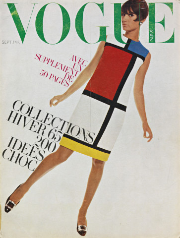 Cover Franse Vogue, september 1966, met Mondriaan-jurk van Yves Saint Laurent Cover Franse Vogue, september 1966, met Mondriaan-jurk van Yves Saint Laurent