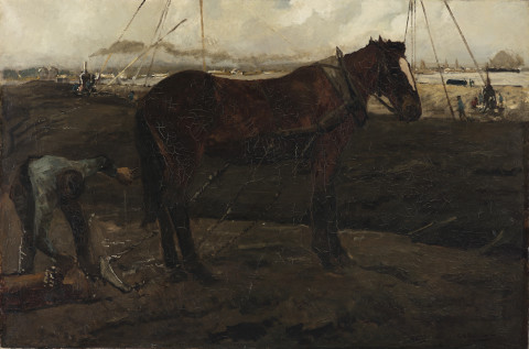 George Hendrik Breitner (1857 - 1923)  Werkpaard en heiwerk ca. 1897  Olieverf op doek 117 x 78,5 cm Gemeentemuseum Den Haag, schenking van der Vrienden van het Gemeentemuseum Den Haag 