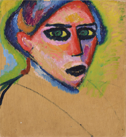 Alexej von Jawlensky, Vrouwenkop, 1911, Olieverf op karton, 55,2 x 51,3 cm, Gemeentemuseum Den Haag Alexej von Jawlensky, Vrouwenkop, 1911, Olieverf op karton, 55,2 x 51,3 cm, Gemeentemuseum Den Haag