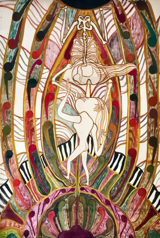 Emma Talbot, How Is (Your Own) Death So Inconceivable?, 2019 Emma Talbot, How Is (Your Own) Death So Inconceivable? (detail), acryl op zijde, 2019